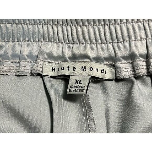 Haute Monde Young Contemporary Womens Wide Leg Satin like Material Pants Silver - Picture 3 of 8